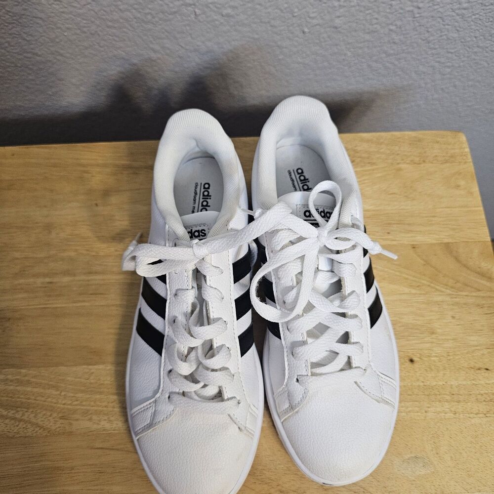 Adidas Grand Court 2.0 White Sneakers Synthetic Leather Sz 7.5 Cloudfoam S049